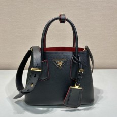 프라다 PRADA 더블 사피아노 가죽 토트 백